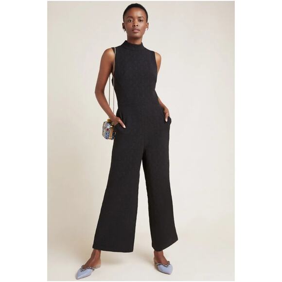 Anthropologie Pants - NWT Anthropologie Eva Franco Wide Leg Knit Mock Neck Sleeveless Jumpsuit Black S